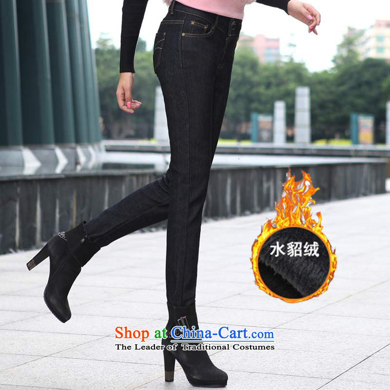  The Korean version of the video   NOS thin solid color jeans the lint-free thick thick king sister jean pants woolen pants Y66661 black 44 cannot, thin (NOS) , , , shopping on the Internet