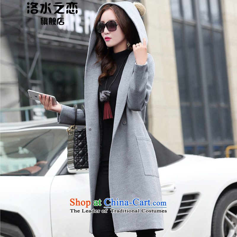 The water of the gross coats female 2015 Autumn? for women of autumn and winter stylish high card is a true gross Korean female jacket is   Gross Light Gray?M
