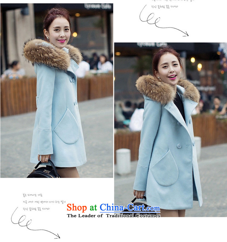 2015 Autumn, lest we gross double-jacket Korean version of long overcoat suy549# female light blue L picture, prices, brand platters! The elections are supplied in the national character of distribution, so action, buy now enjoy more preferential! As soon as possible.