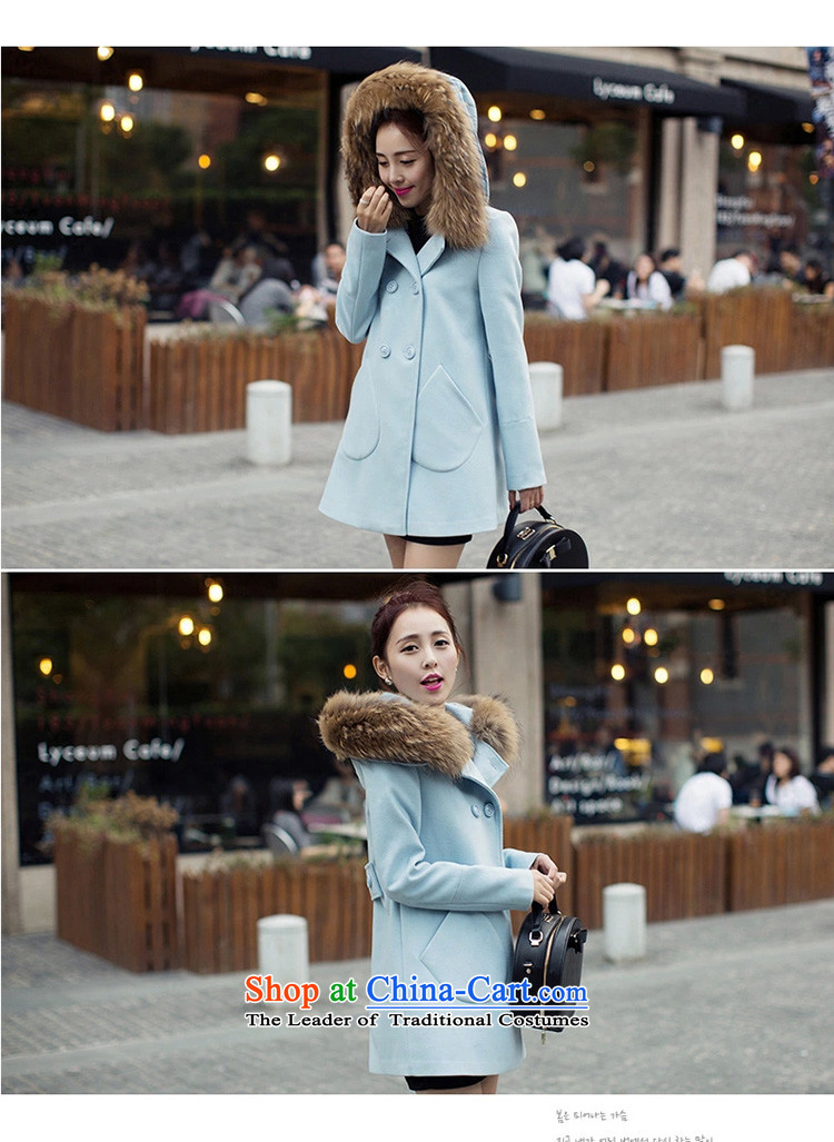 2015 Autumn, lest we gross double-jacket Korean version of long overcoat suy549# female light blue L picture, prices, brand platters! The elections are supplied in the national character of distribution, so action, buy now enjoy more preferential! As soon as possible.