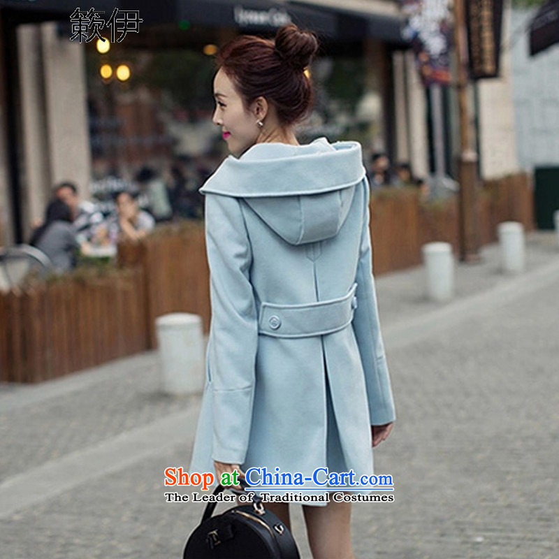 2015 Autumn, lest we gross double-jacket Korean version of long overcoat suy549# female light blue , L, lest the , , , shopping on the Internet