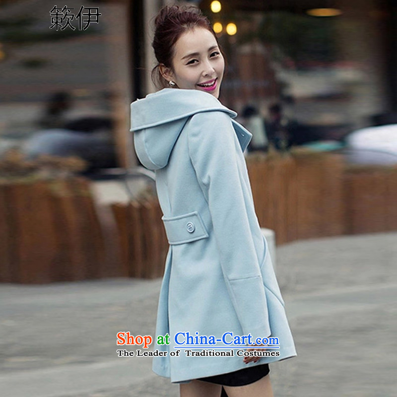 2015 Autumn, lest we gross double-jacket Korean version of long overcoat suy549# female light blue , L, lest the , , , shopping on the Internet