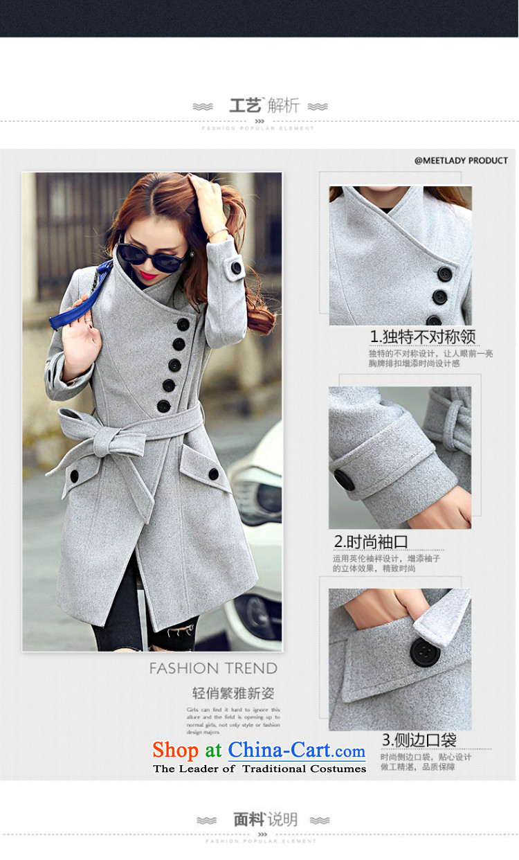 Yu Chien YQ 2015 autumn and winter new Korean version of the long graphics thin hair? female Sau San tether jacket collar a wool coat Y306 GRAY M picture, prices, brand platters! The elections are supplied in the national character of distribution, so action, buy now enjoy more preferential! As soon as possible.