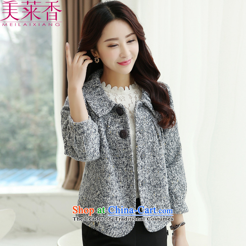 My Lai Chun-hsiang 2015 small wind dolls collar gross jacket Korean? the new short-sleeved wool, 9 femaleMW8801gray T-shirt?M