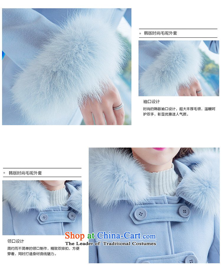 Korean figure Connie Winter 2015 new sweet scent of small wind jacket girl in gross? Long Korean large Sau San female thick fox gross collar cap pink coat Blue M pictures?, prices, brand platters! The elections are supplied in the national character of distribution, so action, buy now enjoy more preferential! As soon as possible.