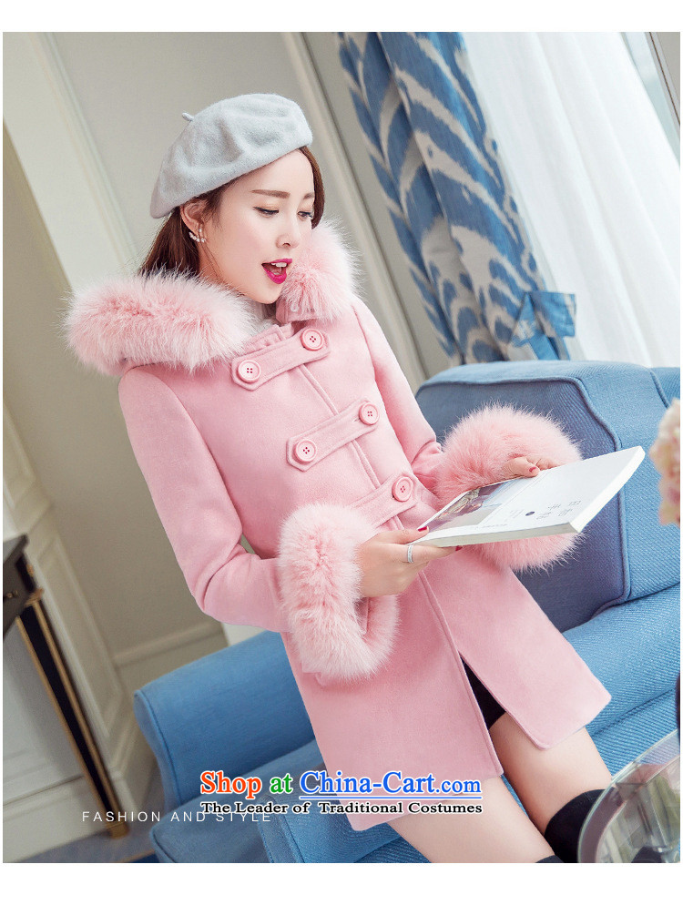 Korean figure Connie Winter 2015 new sweet scent of small wind jacket girl in gross? Long Korean large Sau San female thick fox gross collar cap pink coat Blue M pictures?, prices, brand platters! The elections are supplied in the national character of distribution, so action, buy now enjoy more preferential! As soon as possible.