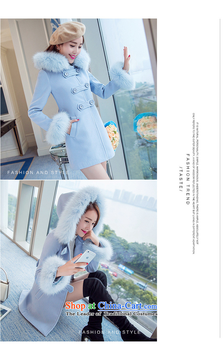 Korean figure Connie Winter 2015 new sweet scent of small wind jacket girl in gross? Long Korean large Sau San female thick fox gross collar cap pink coat Blue M pictures?, prices, brand platters! The elections are supplied in the national character of distribution, so action, buy now enjoy more preferential! As soon as possible.