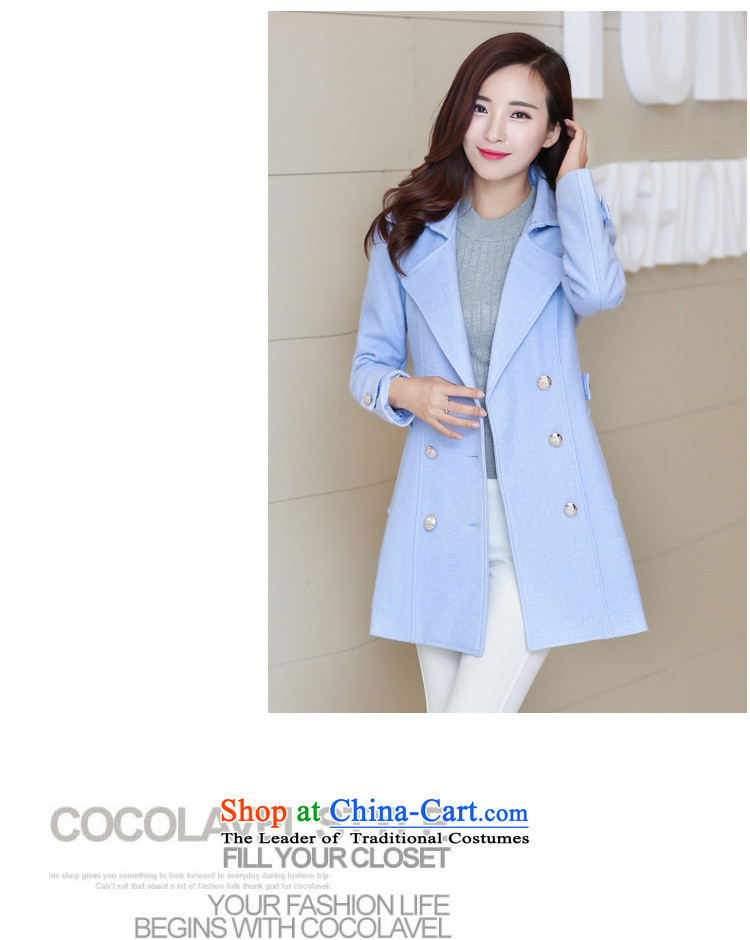 Bai bidding disarmament autumn and winter new gross girls jacket? Long pure color a wool coat Korean female graphics thin Sau San? coats female light blue L picture, prices, brand platters! The elections are supplied in the national character of distribution, so action, buy now enjoy more preferential! As soon as possible.