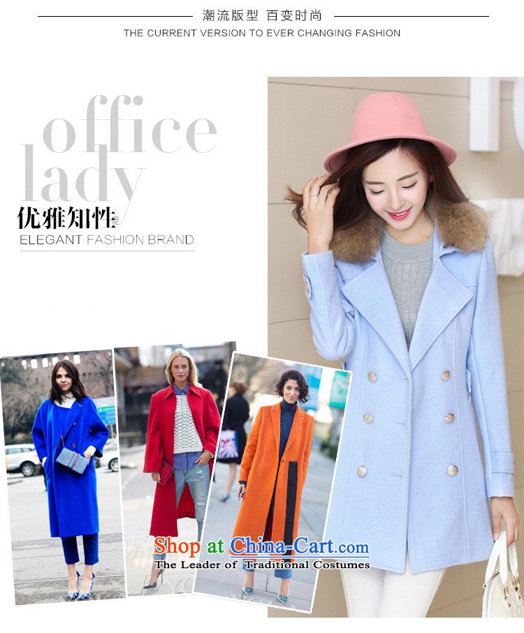 Bai bidding disarmament autumn and winter new gross girls jacket? Long pure color a wool coat Korean female graphics thin Sau San? coats female light blue L picture, prices, brand platters! The elections are supplied in the national character of distribution, so action, buy now enjoy more preferential! As soon as possible.