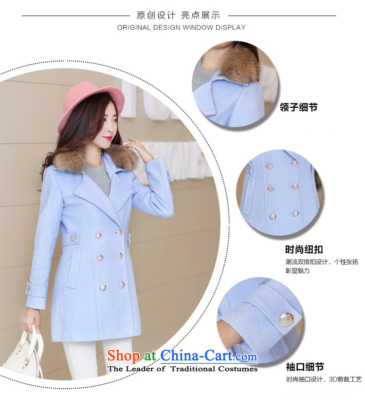 Bai bidding disarmament autumn and winter new gross girls jacket? Long pure color a wool coat Korean female graphics thin Sau San? coats female light blue L picture, prices, brand platters! The elections are supplied in the national character of distribution, so action, buy now enjoy more preferential! As soon as possible.