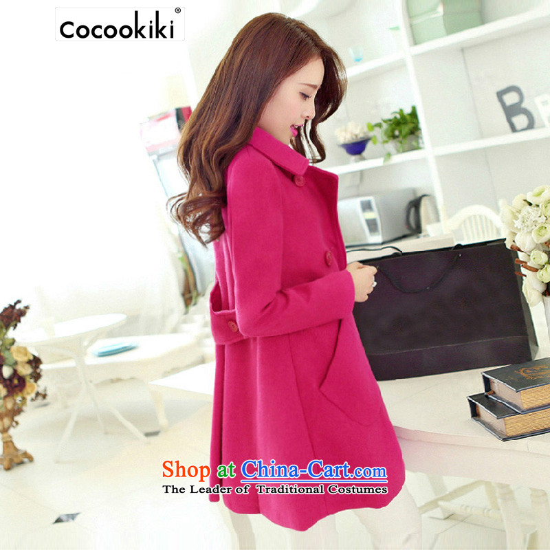 Install the latest autumn and winter COCOOKIKI2015 of leisure loose coat in gross? long hair female Korean jacket will be red xl,cocookiki,,, CC013 shopping on the Internet
