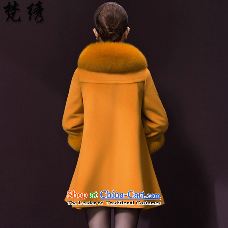 Van Gogh 2015 autumn and winter embroidered new products new large coats gross?   temperament gross?  1340 maize yellow XXXL, jacket embroidered Van Gogh shopping on the Internet has been pressed.