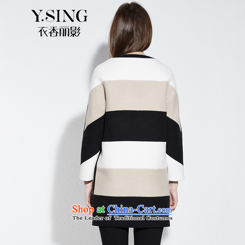 Hong Lai Ying 2015 winter clothing new Korean version with a straight thin small Heung-graphics streaked stitching gross? female black 92 M, coat of Hong Lai Ying , , , shopping on the Internet