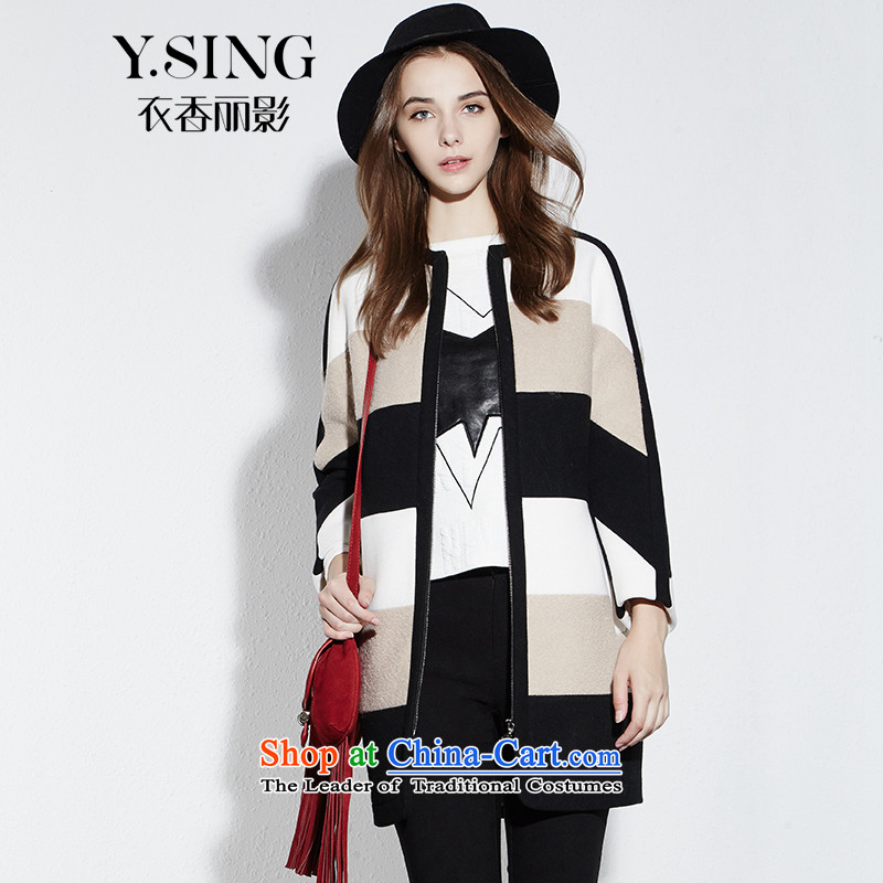 Hong Lai Ying 2015 winter clothing new Korean version with a straight thin small Heung-graphics streaked stitching gross? female black 92 M, coat of Hong Lai Ying , , , shopping on the Internet
