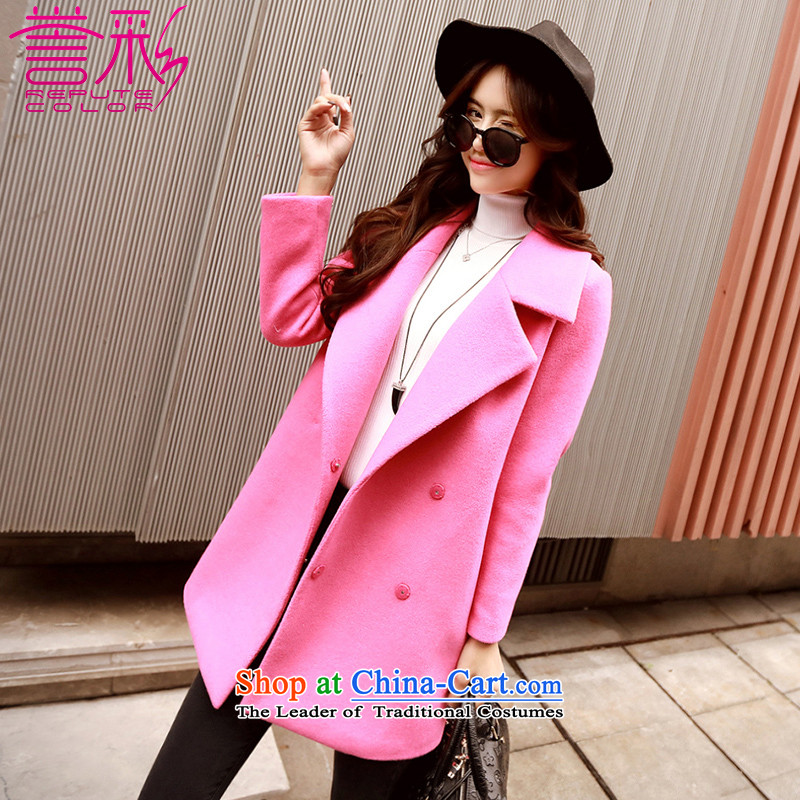?The new 2015 also hailed the autumn and winter coats girl in a long, thick, OL minimalist wool coat T870? The Red?XL