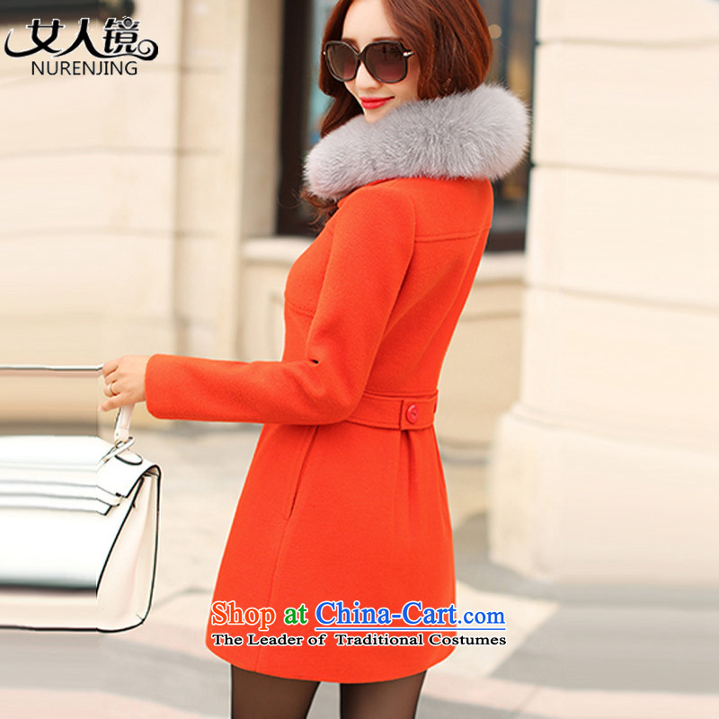 2015 winter clothing new gross girls jacket? Long a wool coat N5048 orange XL, Woman Mirror (nurenjing) , , , shopping on the Internet