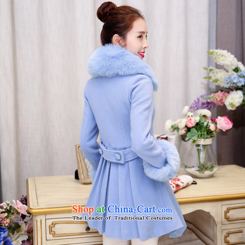 Are You Yi Girls in gross? jacket long wave autumn and winter 2015 winter clothing new Korean women's gross for coats DYN581? aqua-blue XL, are you yi shopping on the Internet has been pressed.