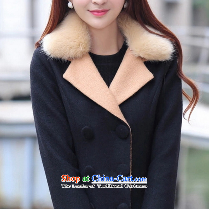 2015 Autumn and winter drought also won video graphics for long thin Gross Gross? a jacket coat women 1588 black cotton , L, and also the online shopping has been pressed.