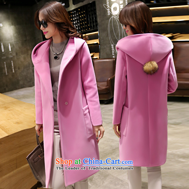Sin has been gross? 2015 winter coats female new Korean version of a cashmere overcoat thick double-side coats female pink   M sin has shopping on the Internet has been pressed.