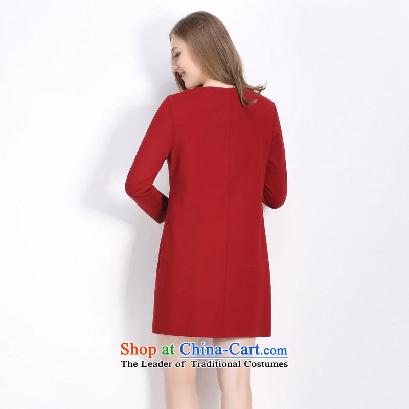 2015 Autumn picking more large female thick MM diamond, the floral decorations of the stylish dresses Q1273 wine red larger than a PO, XL, Tsai (CAIDOBLE) , , , shopping on the Internet