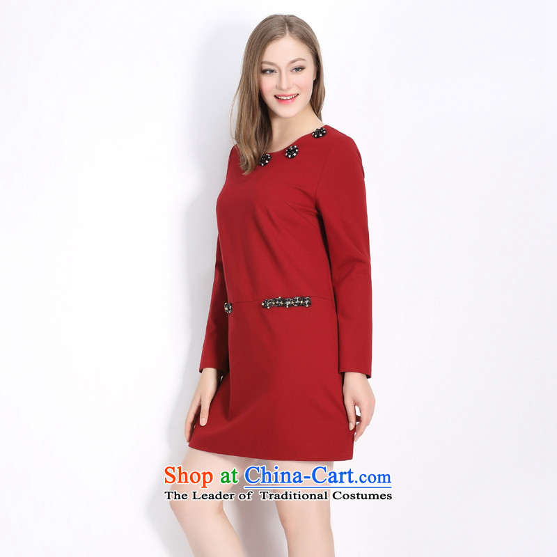 2015 Autumn picking more large female thick MM diamond, the floral decorations of the stylish dresses Q1273 wine red larger than a PO, XL, Tsai (CAIDOBLE) , , , shopping on the Internet