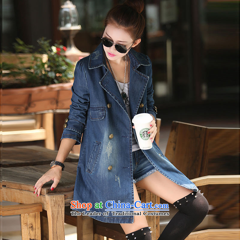 In accordance with the perfect 2015 autumn and winter new to increase women's code mm200j catty loose in thick long jacket Y2605 cowboy blue XXXXXL, according to perfect (yibofei) , , , shopping on the Internet