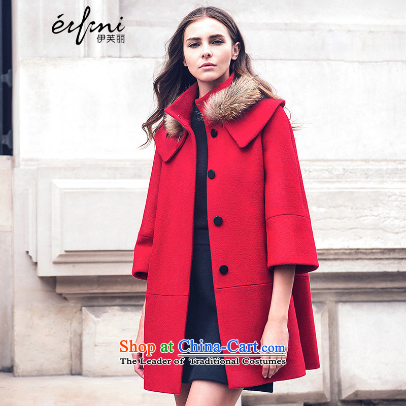 El Boothroyd 2015 winter clothing new Korean version of the long hair? jacket female woolen coat 6580847203 red S