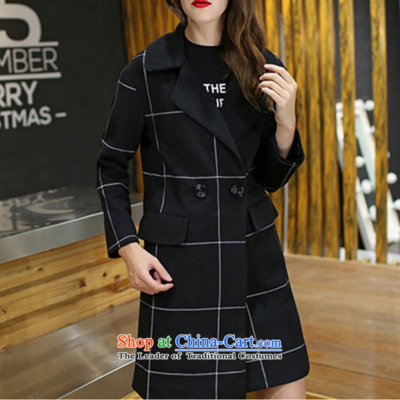 Thick sister 2015 autumn and winter new larger female latticed windbreaker girl in MM thick long thin hair? Jacket Graphics Black 5XL,NEWCOMERLAND,,, shopping on the Internet