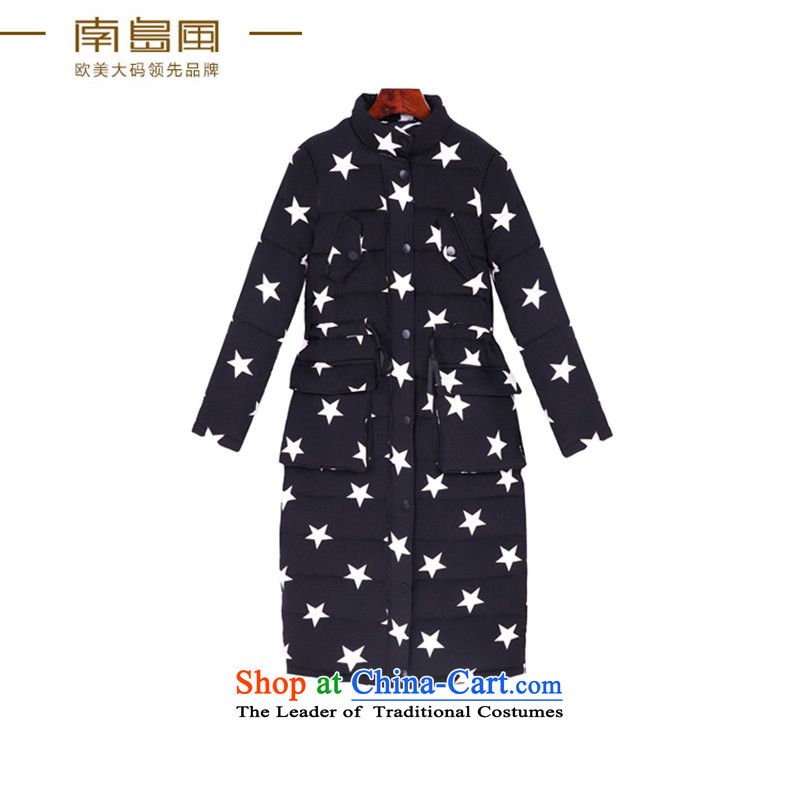 The South Island of New Ultra large wind 2015 Code women thick mm thin graphics winter stars long-sleeved shirt thoroughly female cotton coat jacket picture black large 3XL code
