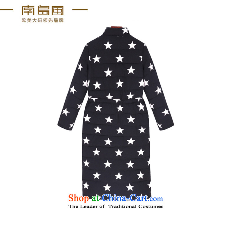 The South Island of New Ultra large wind 2015 Code women thick mm thin graphics winter stars long-sleeved shirt thoroughly female cotton coat jacket picture black large 3XL, code South Island wind shopping on the Internet has been pressed.