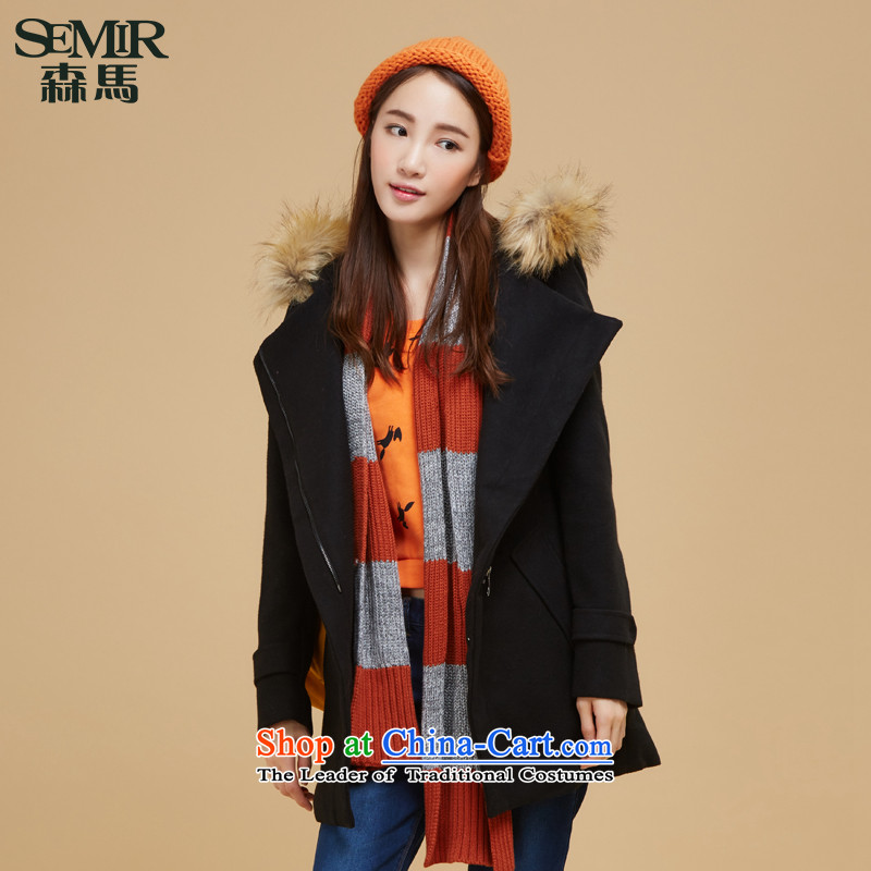 Sum horsehair jackets for winter 2015 new president for pure color in the gross long straight leg a wool coat Korean Black 9000 L