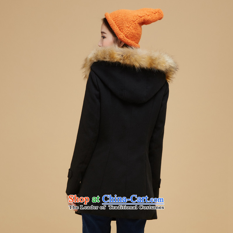 Sum horsehair jackets for winter 2015 new president for pure color in the gross long straight leg a wool coat Korean Black 9000 L, Ma (semir sum) , , , shopping on the Internet