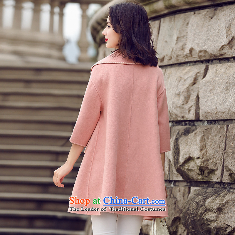 Ho Pui 2015 autumn and winter new Korean small loose incense wind jacket girl in gross? long double-side woolen coat pink , blue (lanpei Pei) , , , shopping on the Internet