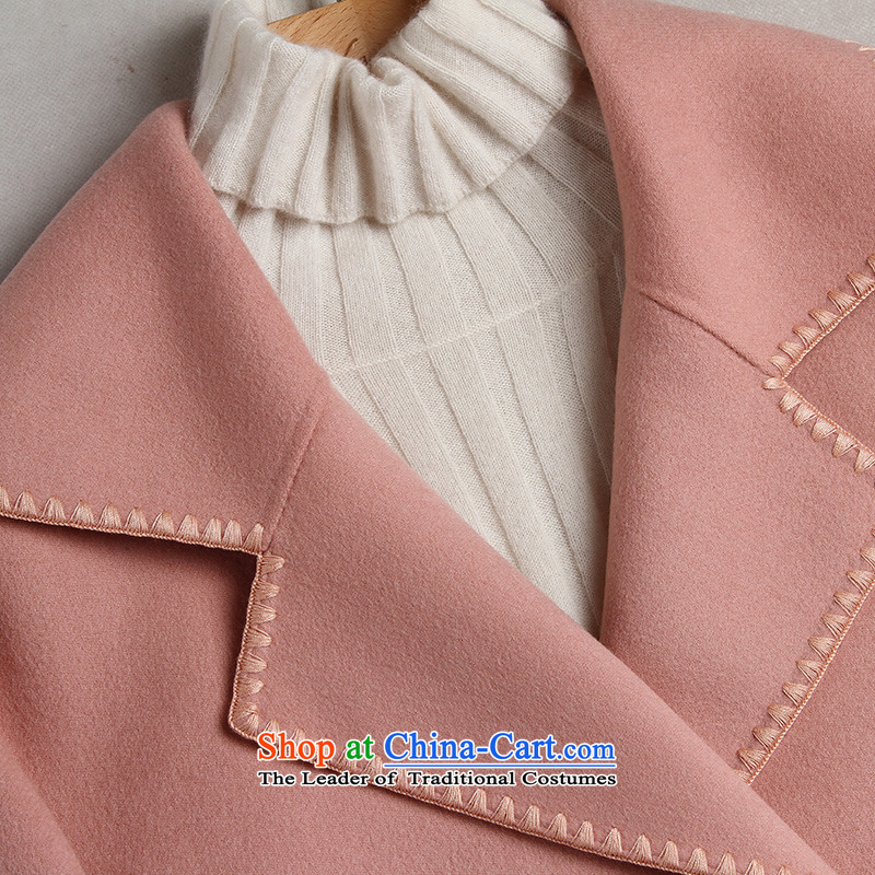 Ho Pui 2015 autumn and winter new Korean small loose incense wind jacket girl in gross? long double-side woolen coat pink , blue (lanpei Pei) , , , shopping on the Internet