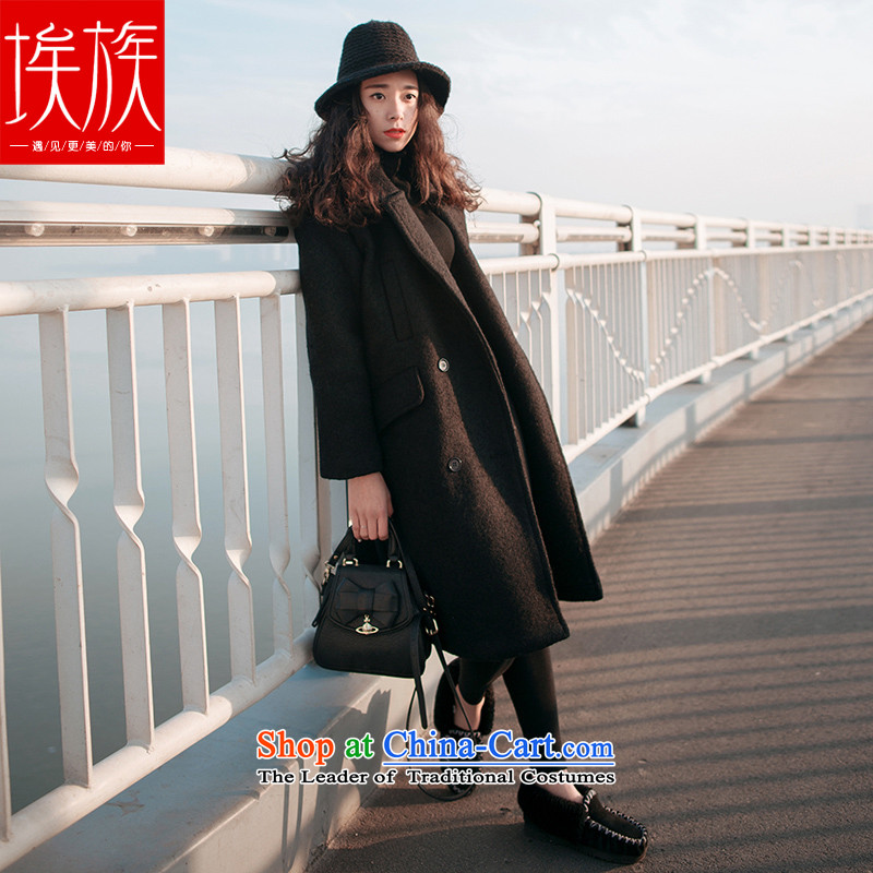 The Korean version of the Egyptian wool coat?? female child jacket for autumn and winter 2015 new black S