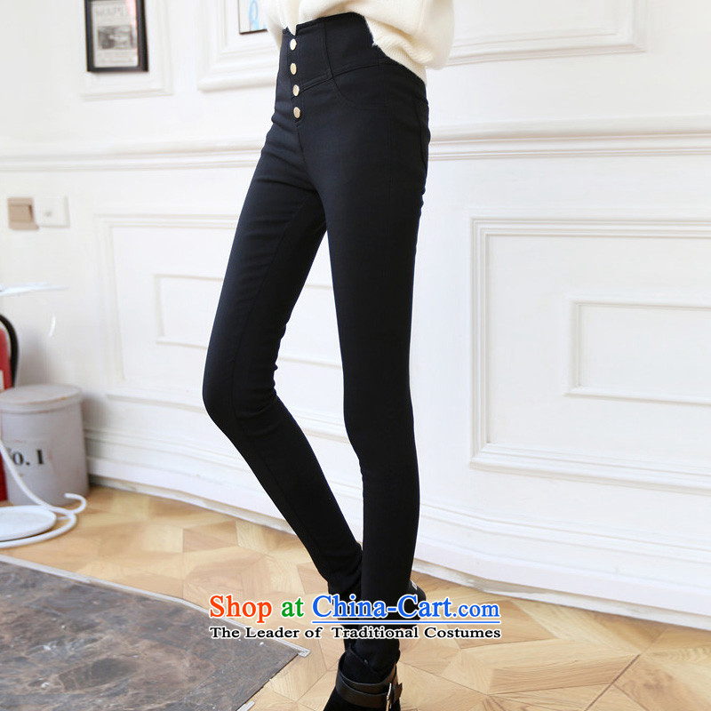 2015 Autumn and winter Zz&ff new Korean large relaxd the lint-free thick pencil Castor, forming the elastic trousers leisure video thin black trousers XXXL,ZZ&FF,,, shopping on the Internet