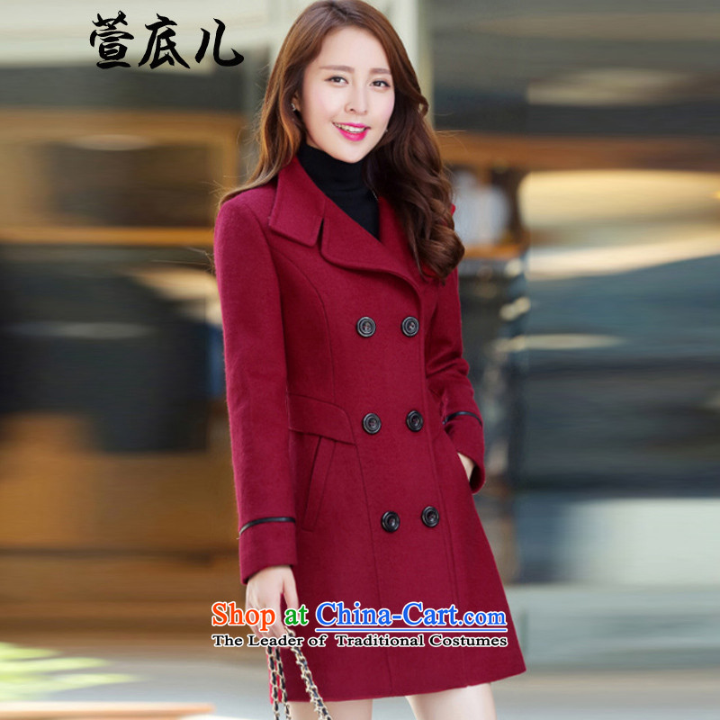 Mavis Fan bottom 2015 autumn and winter new women in Korean long large   code female double-a wool coat gross wine red jacket? , L, Xuan Bottom , , , shopping on the Internet