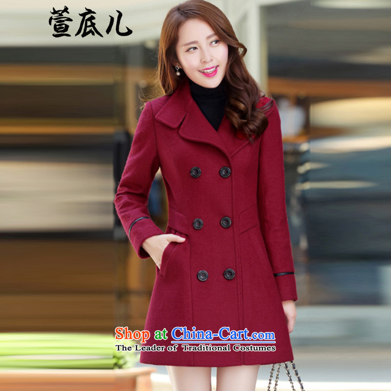 Mavis Fan bottom 2015 autumn and winter new women in Korean long large   code female double-a wool coat gross wine red jacket? , L, Xuan Bottom , , , shopping on the Internet