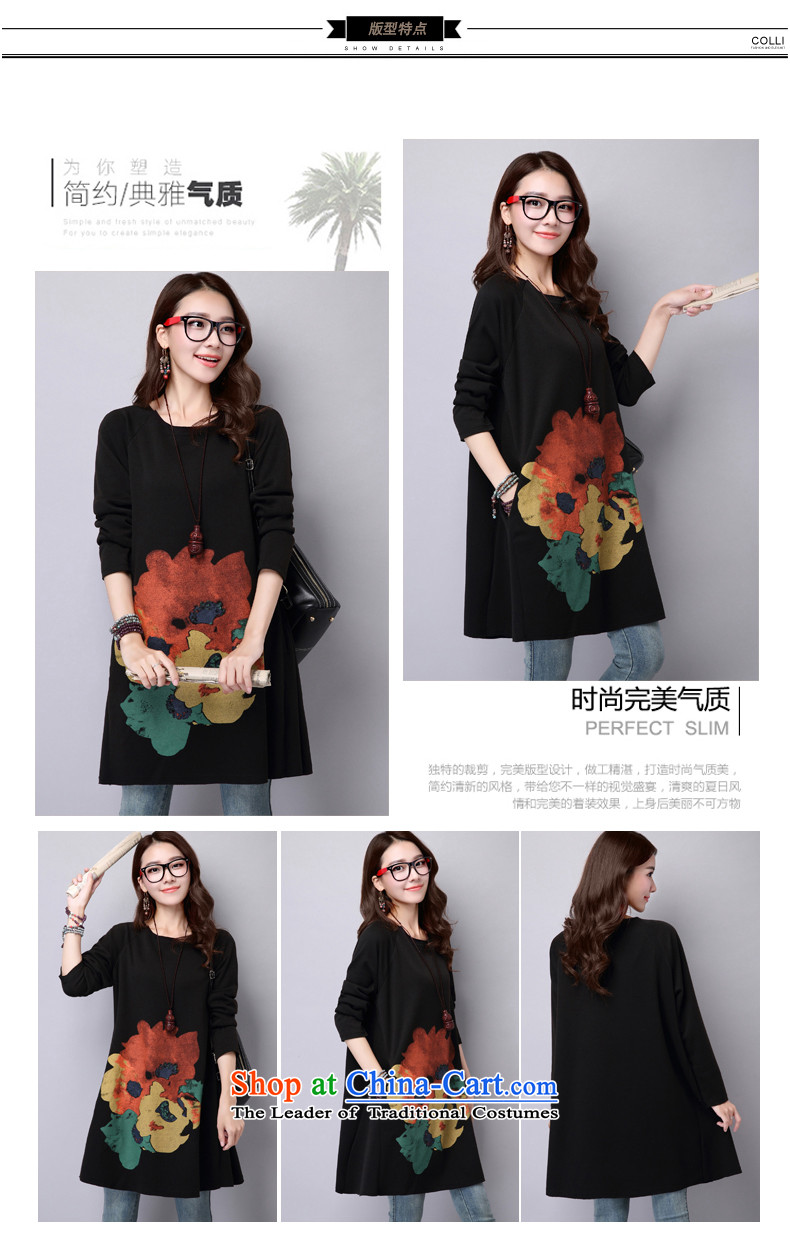 2015 Autumn and Winter Korea MEISUDI version of large numbers of female add lint-free thick loose stamp forming the thin graphics long-sleeved black skirt XXL picture, prices, brand platters! The elections are supplied in the national character of distribution, so action, buy now enjoy more preferential! As soon as possible.