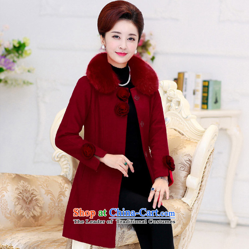1468#2015 autumn and winter new women's body in female long decorated jacket, wine red XXL, Cheuk-yan Yi Yan Shopping on the Internet has been pressed.