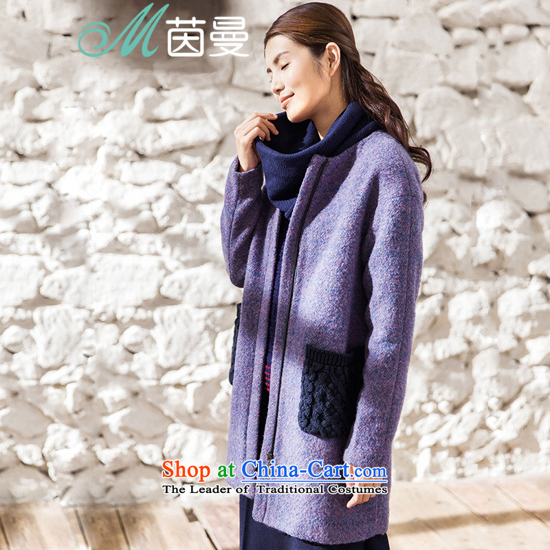 Athena Chu Cayman 2015 winter clothing new minimalist design long coats_?? With a coat of the girl- 8540720117 _violet L