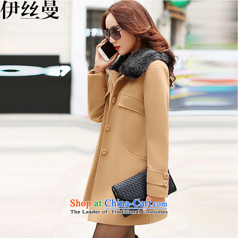 El Wire Cayman 2015 autumn and winter new products Women warm gross a wool coat khaki FF5047 M code of the population of the Cayman , , , shopping on the Internet