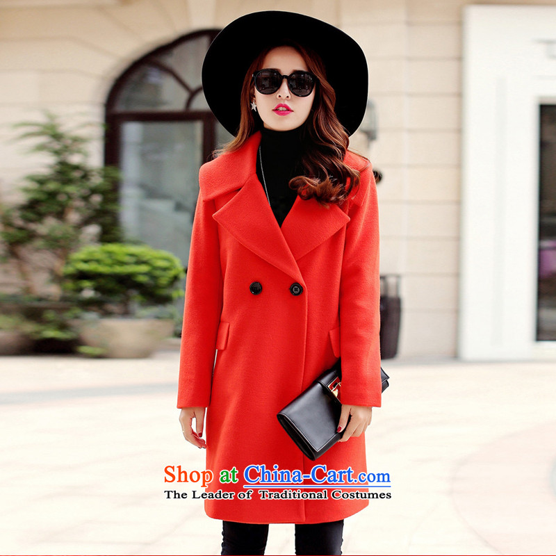 The Korean version of the wild pure color in the long jacket, orange?M