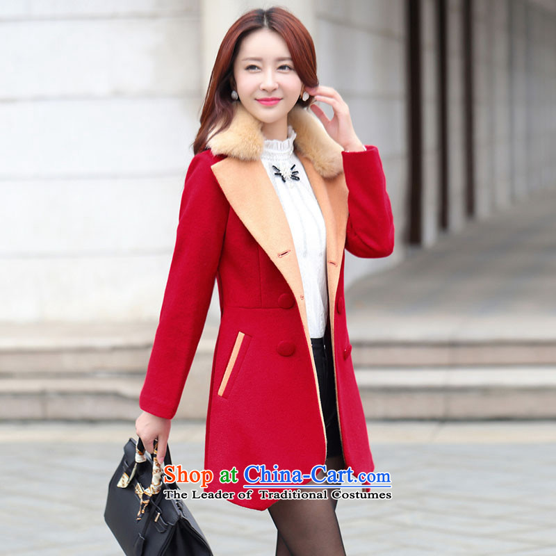 Sin has loaded the autumn and winter 2015 new Korean women in large long hair Sau San? jacket cashmere duplex a wool coat female green   M sin has shopping on the Internet has been pressed.
