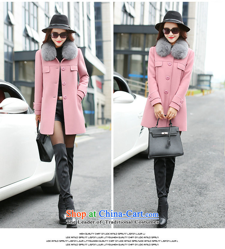 Xu Chong 2015 winter new women's gross for Korean female decorated gross? Who jacket single row is long leave pocket leather coats? pink L code picture, prices, brand platters! The elections are supplied in the national character of distribution, so action, buy now enjoy more preferential! As soon as possible.