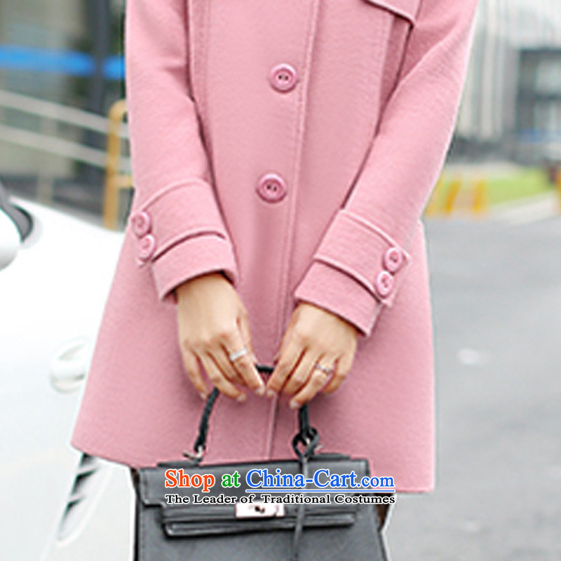 Xu Chong 2015 winter new women's gross for Korean female decorated gross? Who jacket single row is long leave pocket leather coats? pink L code, Xu Chong shopping on the Internet has been pressed.