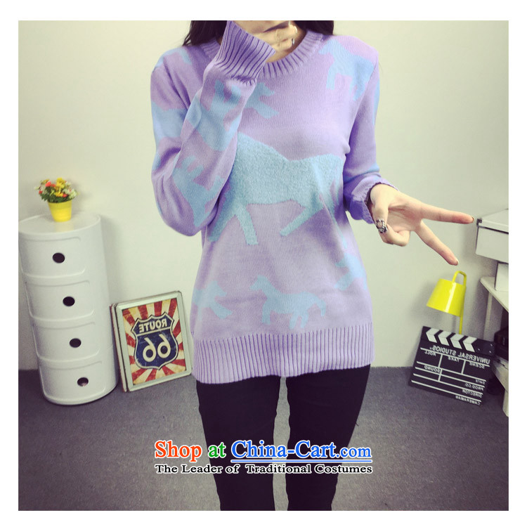 Five Rams City larger sweater 2015 autumn and winter new to xl knitwear thick sister, knitting sweater video thin light purple XXL/130-160 183 catties picture, prices, brand platters! The elections are supplied in the national character of distribution, so action, buy now enjoy more preferential! As soon as possible.