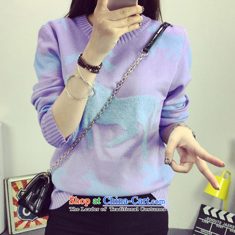 Five Rams City larger sweater 2015 autumn and winter new to xl knitwear thick sister, knitting sweater video thin light purple XXL/130-160 183 catties, Five Rams City shopping on the Internet has been pressed.