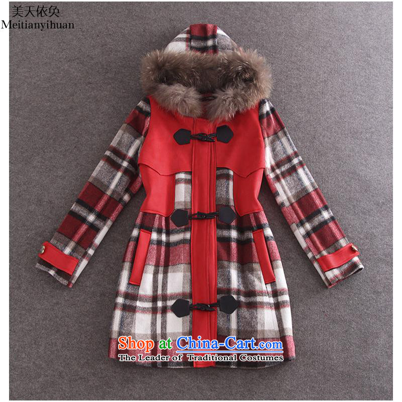 The European Women's site autumn and winter new English style with cap horns deduction tattoo loose cotton wool? jacket folder FZ71 red , L, the United States and in accordance with the property (meitianyihuan days) , , , shopping on the Internet
