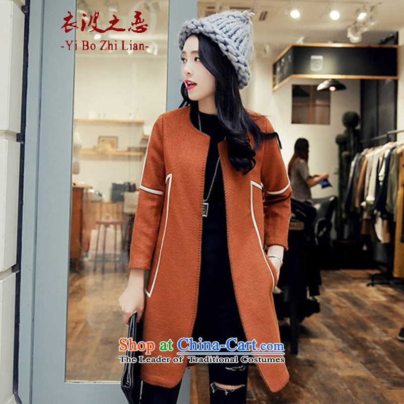 Yi love wave 2015 autumn and winter new Korean women's coats gross? smart casual jacket in gross? Long?0293?and Color?M